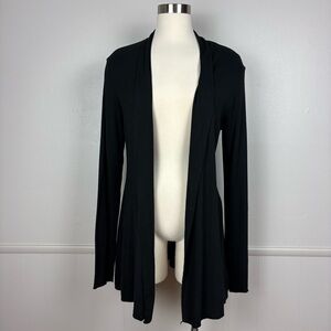 PJ Harlow Knit Cardigan NWT Size L Black Cozy Loungewear Cotton Modal Minimalist